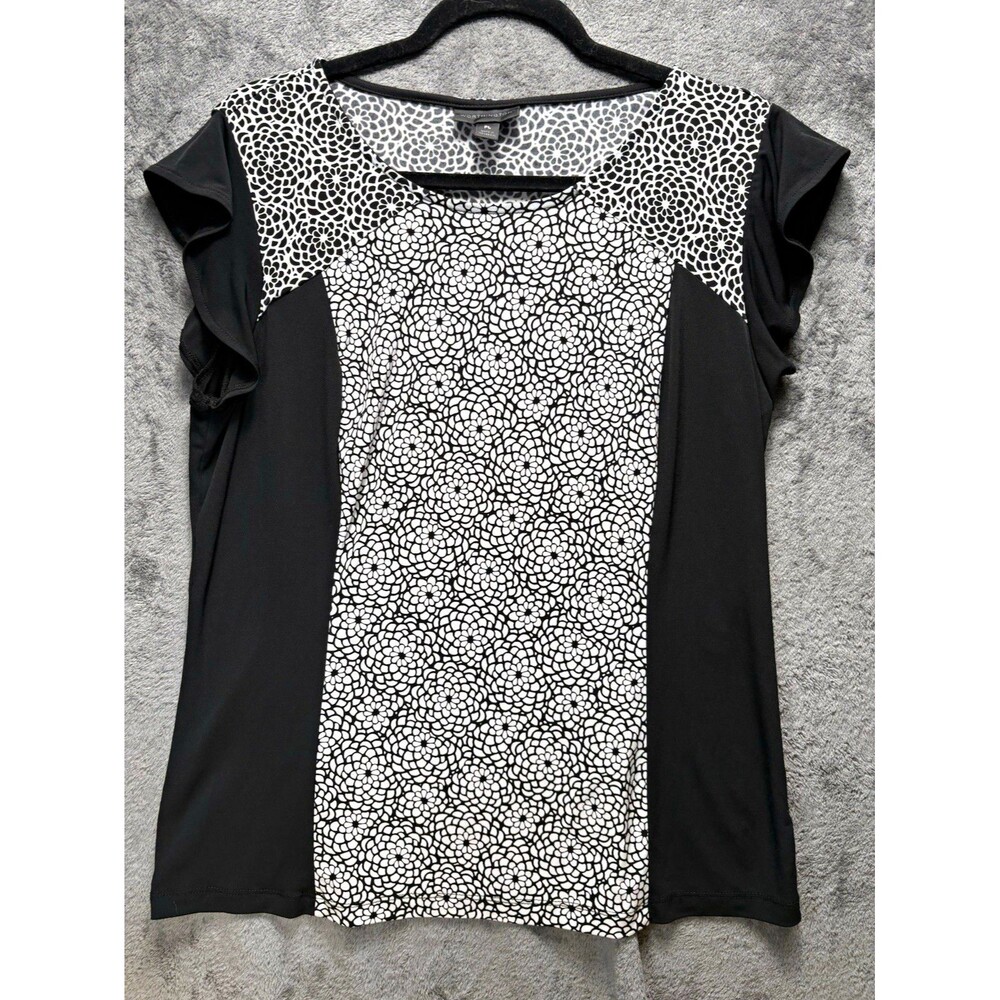 Worthington Women’s Petite PL Scoop Neck Floral Short Sleeve Pullover Top